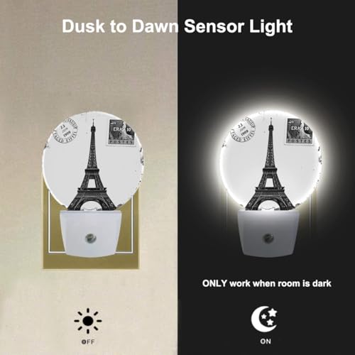 Image of EKOBLA Eiffel Tower Night Light, Vintage Paris Landmark Night Lights Plug Into Wall with Auto On /Off for Living Room and Bedroom