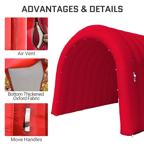 Image of OZIS 10FT Inflatable Tunnel Sports Entrance with Installed Blower Inflatable Tunnel Tent for Business Advertising Event Exhibition Promotion,Street,Shop,Supermarket,School(Red, 10x10x9Ft)
