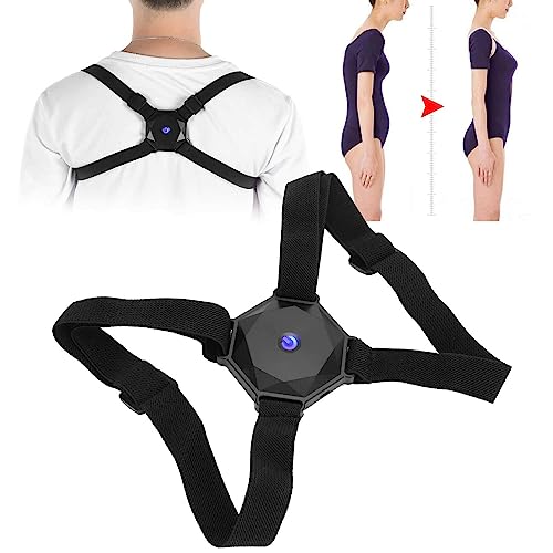 Posture Corrector, Adjustable Strap Posture Trainer with Smart Transducer Vibration Reminder Back Straightener Brace for Men and Women(Black)