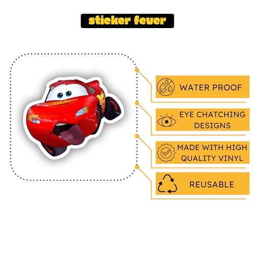 Image of 35 Cute Cars Movie Laptop Stickers for Cartoon Lovers and Kids. (Cars)