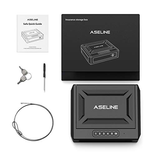 ASELINE Gun Safe Gun Safes for Pistols, Quick Access Handgun Safe Firearm Safety Device with Reliable Keypad or Key Lock, Portable Gun Security Safe Box for Home - Thumbnail 7