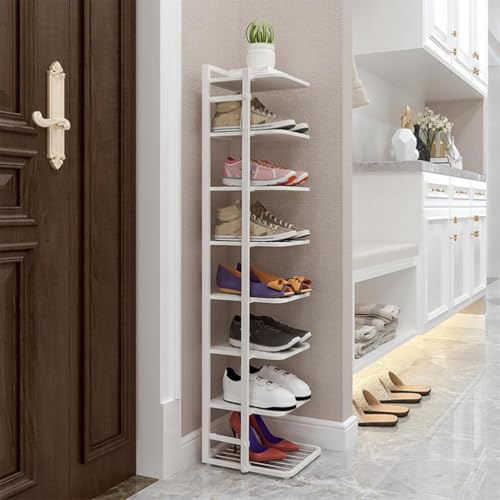 Tour à chaussures d'angle en métal blanc pour optimiser petits espaces - 2