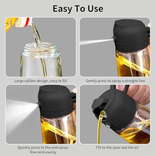 Image of Oil Dispenser 500 ml Bottle Set of 1 And Funnel Transparent, Pack of 1, Glass (Black)