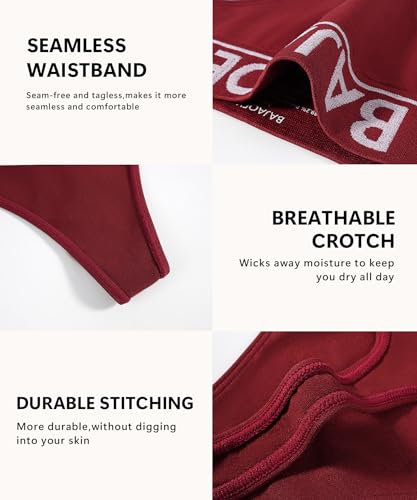 BAJAOEY Women Thongs Underwear Pack, Breathable Seamless Thong Panties Comfortable No Show Underwear for Ladies 5 Pack S-XL, S