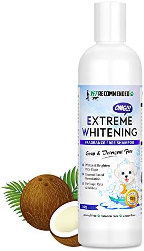 Vet Recommended OMG Extreme Dog Whitening Shampoo (16 Oz /473ml) - Coconut Based 100% Safe - Free from Soaps, Detergent, Bleach & Fragrance - Make Your Dog's Coat Clean, Silky and Smooth. Made in USA