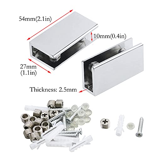 Antrader Zinc Alloy Rectangle Adjustable Clip Clamp Silver Tone Bracket Holder For 6-10Mm Thickness Glass Pack Of 8 #TOP2