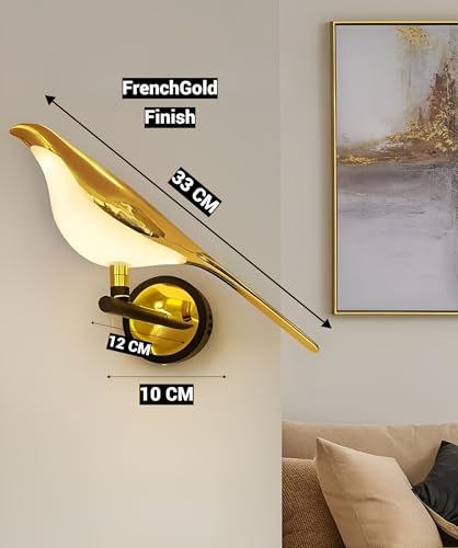 Image of FILLISKA Luxurious Acrylic Crystal Wall Lamp with Adjustable Colour Changing Function, Elegant Finish (FrenchGold Bird-D11)(1 Year Warranty)