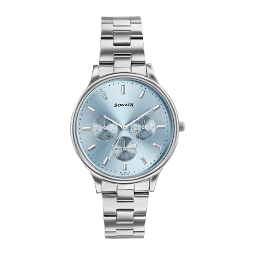 Image of Sonata Axis with Quartz Analog LT Blue Premium Multifunction Design Dial IPS Strap Watch for Women - 87119SM01
