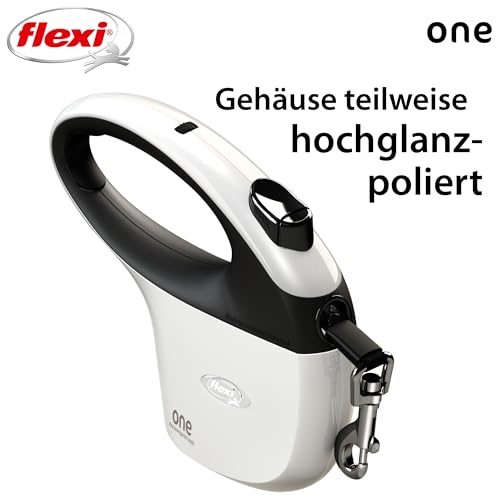 flexi® One Gurt 5 m weiß-schwarz, Designleine für Hunde bis 30 kg