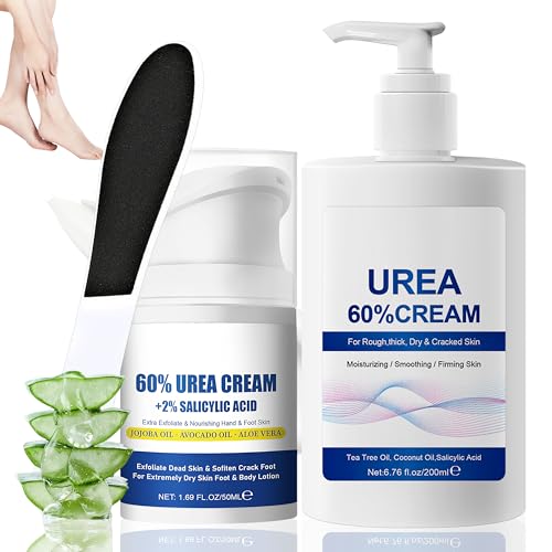 Crema de pies Urea Cream 60 % para talones agrietados y piel seca, máxima fuerza para el cuidado corporal de manos y pies, eliminador de callos de pies, crema para pies y pies
