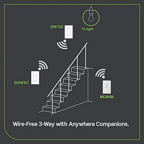Leviton No-Neutral Decora Smart Switch, Requires Mlwsb Wi-Fi Bridge To Work With My Leviton, Alexa, Google Assistant, Apple Home/Siri & Wire-Free 3-Way Dn15S-2Rw, White #TOP5