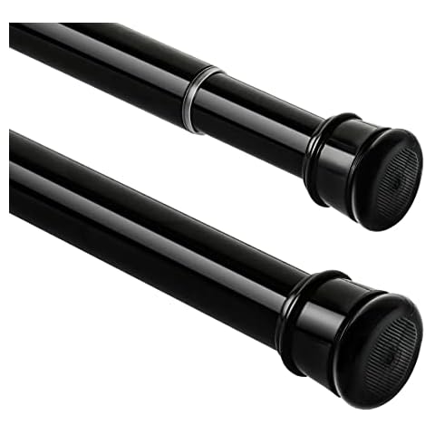 Ginbel Direct 2 Pack Shower Curtain Rod 56-104 Inch, 1"Diameter Spring Long Adjustable Tension Curtain Rods for Bathroom Windows Closet No Drilling No Rust, Black Cover