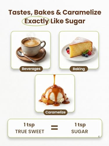 Image of True Sweet Co. : Monk Fruit Sweetener without Erythritol | No Erythritol | Allulose Sweetener | Sugar Replacer | Zero Calorie, Keto & Diabetes Friendly | for Beverages, Baking & Desserts | 250g