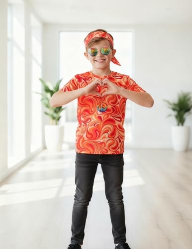 Disfraz Hippie Infantil 4 Piezas para Niños 9-10 Años miniatura 2