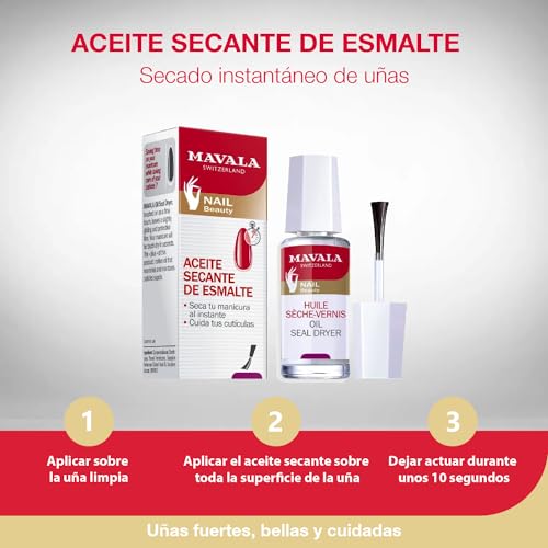 Aceite secante de uñas Mavala de 10 ml con aceite de algodón y vitamina E 3