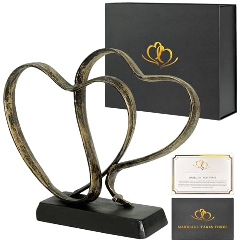 Zyphlux Anniversary Wedding Gifts for Couple - Two Hearts and Cross Iron Sculpture, 1st to 50th for...