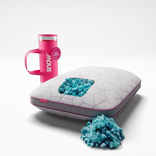 Adjustable Breathable Snow Pillow - I Wanna Sleep - Gel Memory Foam Flakes, Temperature Control & Cooling Relief, Support for Neck and Pressure Relief