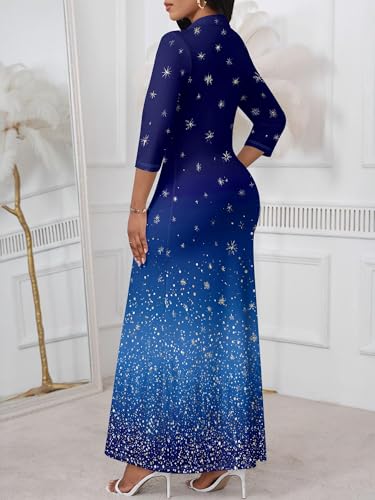 Image of PinkPatty Women's Casual 3 /4 Sleeve Polo V Neck Bodycon Maxi Dress | Semi formal, modest style, long fitted, versatile for church, work, business, office and daily wear