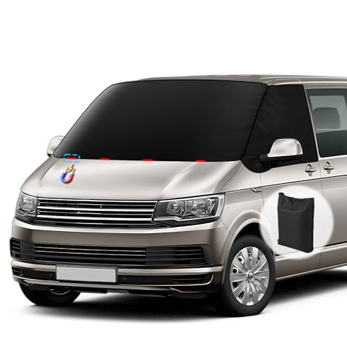 ZATOOTO Frontscheibenabdeckung für Volkswagen T5 T6, 600D Oxford Stoff wasserdichtes Windschutzscheibenabdeckung, Allwetter-Windschutzhaube, lichtundurchlässige UV/Frost/EIS/Staub Schutzhülle ZATOOTO Frontscheibenabdeckung für Volkswagen T5 T6, 600D Oxford Stoff wasserdichtes Windschutzscheibenabdeckung, Allwetter-Windschutzhaube, lichtundurchlässige UV/Frost/EIS/Staub Schutzhülle