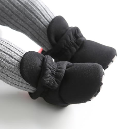 Baby Boys Girls Booties Non Skid Soft Sock Cotton Boots Infant Slippers Newborn First Walker Crib Shoes Black 13CM3