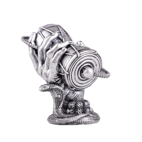 Image of Artarium Traditional Shiva Damru Statue Antique Shivji Sheshnag Lord Shiv Decorative Showpiece for Gifting Car Dashboard Home Decor Pooja Room Mandir Temple (Shiva Damru Silver 3 Inch)