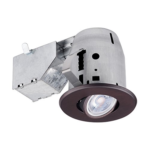 3 LED IC Rated Swivel Round Trim Recessed Lighting Kit, Oil Rubbed Bronze Finish, Easy Install Push-N-Click Clips, LED Bulb Included, 3.25 Hole Size,91144