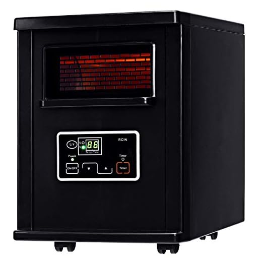 COSTWAY Infrared Quartz Heater, 1500W Portable Space Heater with Digital Thermostat, Remote Control, overheated Protection, Electric Heater with Wheels for Bedroom, Home& Office, Black