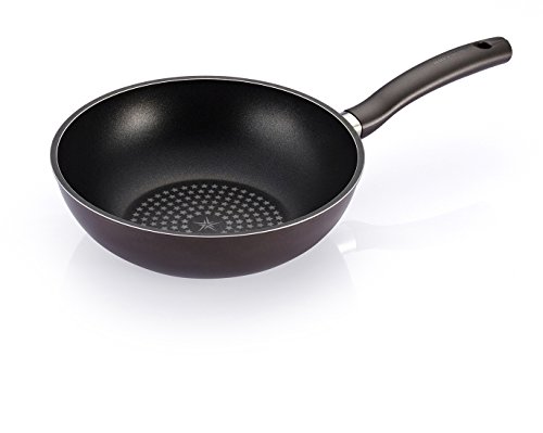 Hapycall 5 Layer Diamond Nonstick Wok 10inch, Stir Fry Pan, Deep Frying, PFOA-Free, Dark Brown