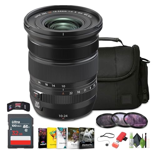 FUJIFILM XF 10-24mm f/4 R OIS WR Lens Bundle with Soft Lens Case + 32GB Memory Card + Professional MC 3 Piece Filter Kit, 77mm UV/CPL/F + More