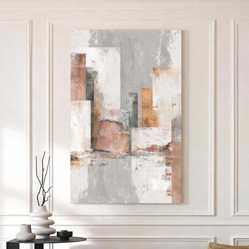 Image of Modern Abstract Stretched Canvas Painting For Living Room | Multicolor Abstract Stretched Canvas Wall Art For Livingroom Home Decor, Bedroom, Hallway's, Office, Hotel - 56x86 cm