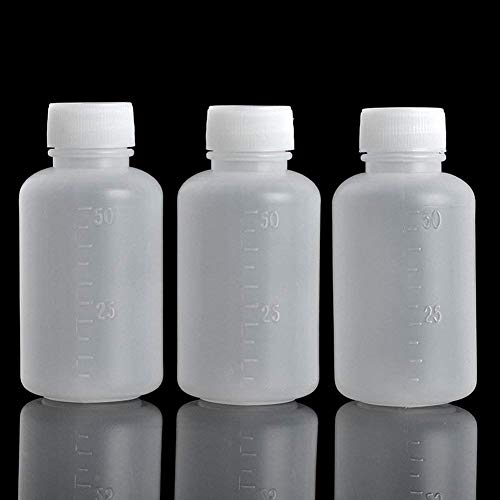 GDGY 40pcs 50ml 1.7OZ PE Plastic Empty Small Mouth Graduated Lab Chemical Container Reagent Bottle (50Ml40 Pcs)