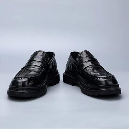 Men's Genuine Leather Oxford Shoes British Style Spring Business Casual Round Toe Chunky Sole Elevated Footwear Versatile Dress Shoes4