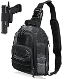 DBTAC Tactical Sling Bag Compact Chest Pack Small, Full Size Concealed Carry Shoulder Bag for Range, Travel, Outdoor Sports (LE Camo)