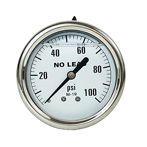 Merrill MFG 0~100 PSI Stainless Steel 1 4 NPT Liquid Filled Pressure Gauge WOG Water Oil Gas Center Back Mount…