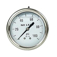 Merrill MFG 0100 PSI Stainless Steel 1/4" NPT Liquid Filled Pressure Gauge WOG Water Oil Gas Center Back Mount...