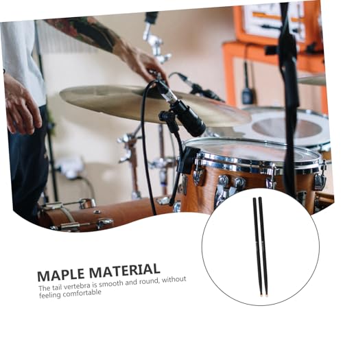 Beaupretty 2 pares de baquetas de maple con punta de madera negra, diseño antideslizante y agarre suave para batería jazz y percusión electrónica miniatura 5