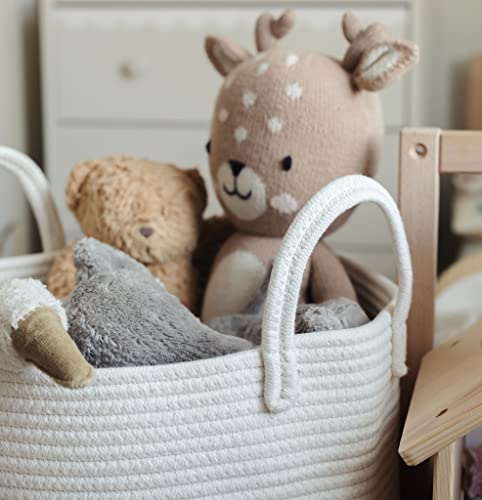Image of OrganiHaus Large Cotton Rope Blanket Basket - Woven Laundry & Toy Storage Basket, 38x45cm, Honey