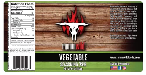 Image of Gourmet Vegetable Seasoning | No Artificial Flavors, No MSG added | Runnin' Wild Foods, 5.7 ounces