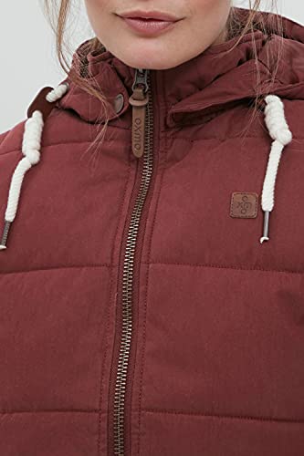 OXMO OXLew Damen Weste Steppweste Outdoor Weste mit Kapuze Eingrifftaschen Baumwollmischung Regular fit, Größe:S, Farbe:WINE RED (790985)