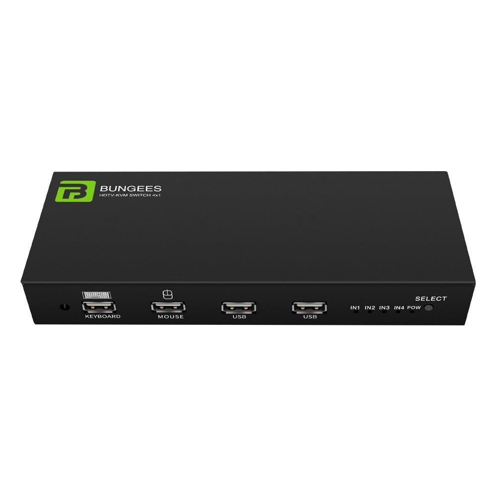 BUNGEES HDMI KVM Switch 4 Port | 4K@30Hz HDMI KVM Switcher with USB Keyboard & Mouse Sharing | IR Remote & Auto Switching | Model BN-HKS104-IR-image-38