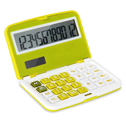 TBTUA Calculator Solar Dual Power Portable Calculator Folding Flip Pocket Calculator 12 Digit Large LCD Display Office Calculator (Color : Green)