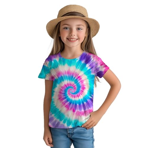 Image of Kids Tie Dye Shirt for Boys Girls Children Tie-Dye Hippes Tshirt Short Sleeve Tee Shirt for Todder