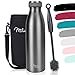 Milu Termo Botella de Agua 500ml, 750ml, 1l - Acero Inoxidable - Aislamiento de Vacío de Doble Pared - Libre BPA (Gris, 500ml)