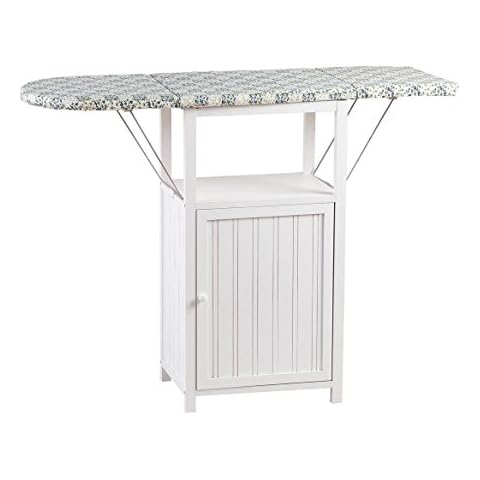 OakRidge Deluxe Ironing Board with Storage Cabinet, Perfect for Small Spaces with Extra Storage, Folding Station, Crafted with 100% Durable Wood, White Design – Measures 36.5" H x 15.5" W x 23" L Cover