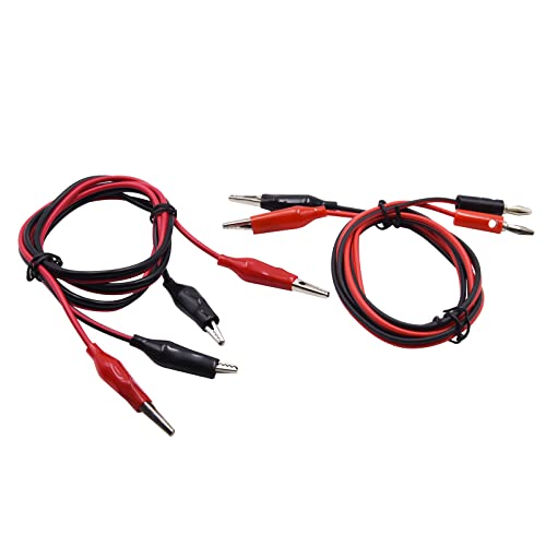 Image of Blomiky 1M 1 Red and 1 Black 2 Wire Alligator Clips to Allligator Clips and 1 Red and 1 Black 2 Wire Alligator Clip Plug to 4mm Banana Plug Alligactor Clip Cable