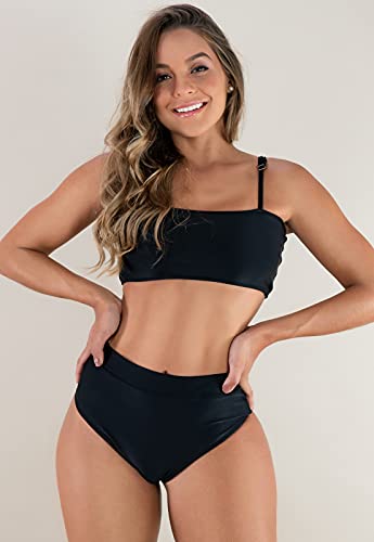 Biquini MVB Modas Top Faixa Hot Pants Cintura Alta