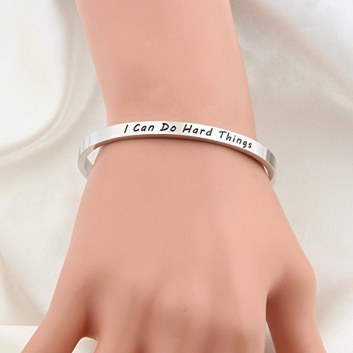 MAOFAED I can do hard things Cuff Bracelet Inspiration Jewelry Goddaughter gifts (Silver) - Image 4