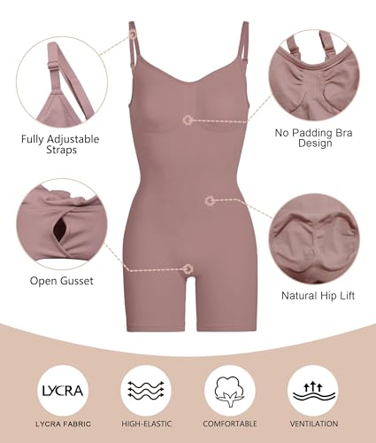 Image of SHAPERX Shapewear for Women Tummy Control Bodysuit Mid Thigh Body Shaper Shorts for a Lifted Look