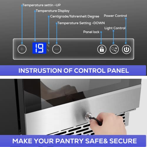 SUENO 15 inch 32 Bottles 96 Cans Wine Cooler Refrigerator Builtin