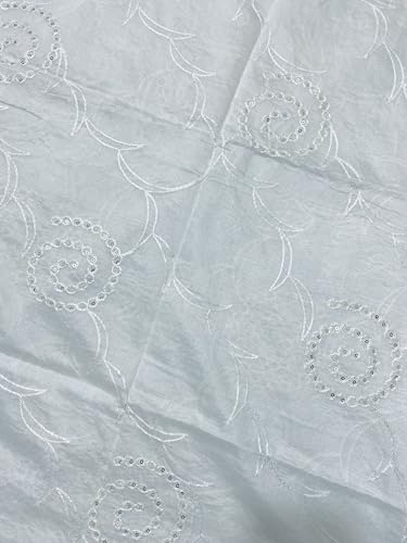 Image of LKC WOMEN'S SEQUENCE EMBROIDERED SELFDESIGN SOFT COTTON CHANDERI DUPATTA